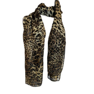 Dressbarn Leopard Jeweled Scarf NWT